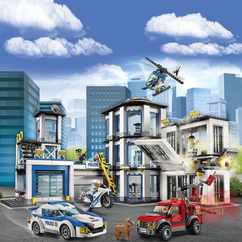 【積木人偶】 兒童積木玩具 兼容樂高城市系列警察局兒童積木男孩子6玩具8益智力汽車直升飛機728