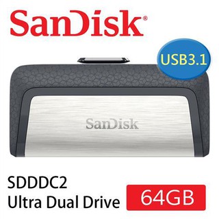 SANDISK 高速 USB3.1+ Type-C 雙用手機 隨身碟 64GB 隨身碟