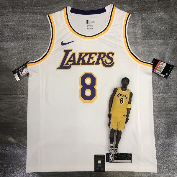 正品代購NBA球衣 18年賽季 LAKERS 洛杉磯湖人隊 KOBE BRYANT 8號V領白色球衣
