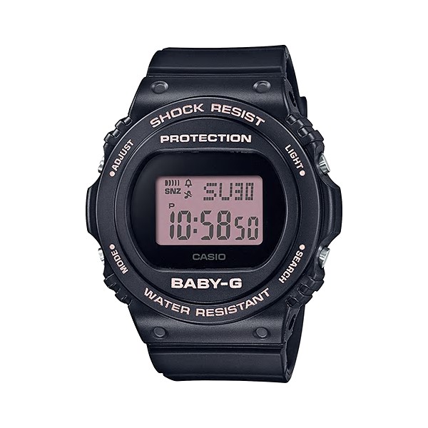 【CASIO】Baby-G  經典復古 方型錶盤 X 圓形錶殼 黑色數位電子女錶 BGD-570-1B 台灣卡西歐公司貨