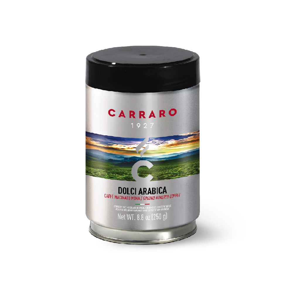 【Carraro】義大利 DOLCI 100%阿拉比卡 罐裝研磨咖啡粉 (250g)｜賞味期限：2025/12/20