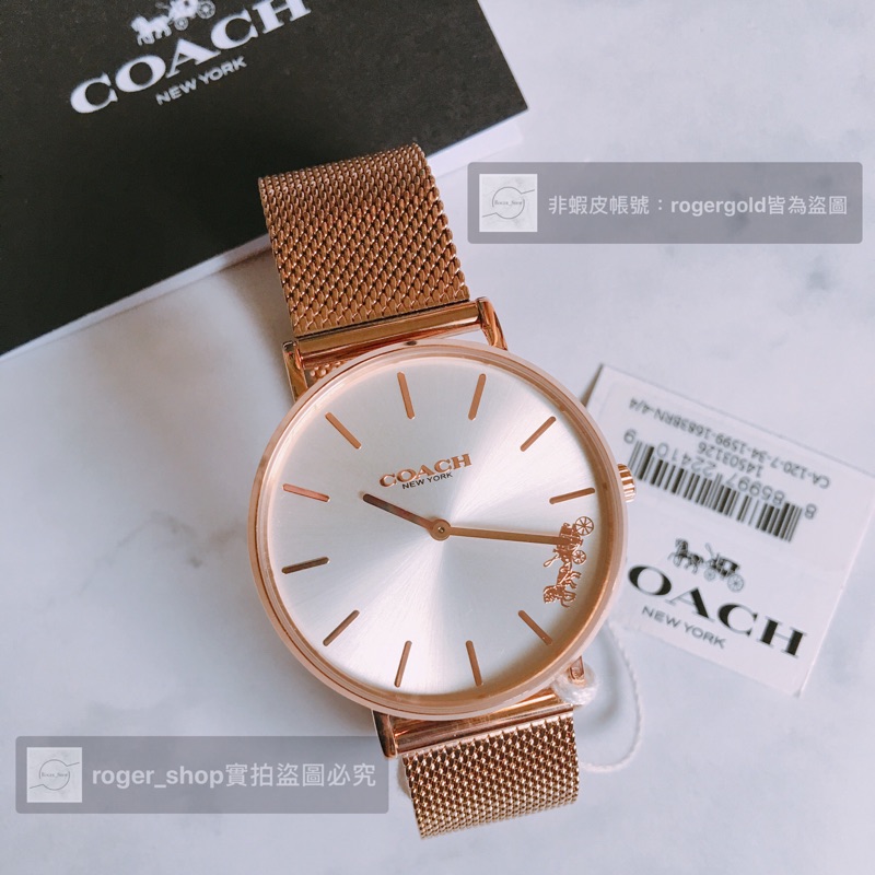 限時特價預購即將絕版款coach 玫瑰金馬車正品米蘭錶帶經典logo 女錶 Rogergold 蝦皮購物