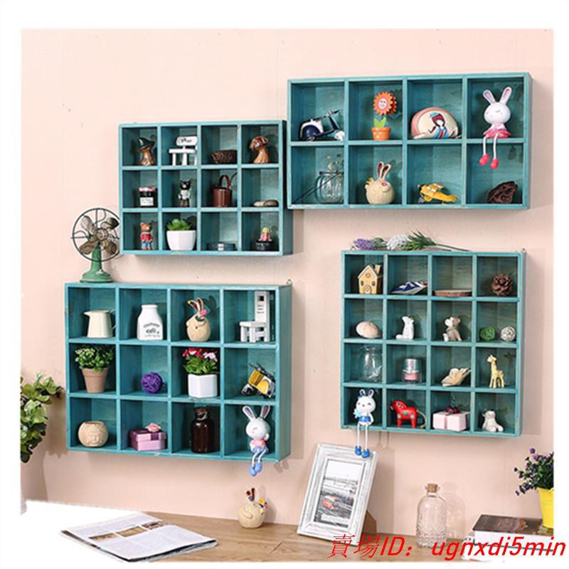 品質保證 免打孔壁柜創意格子架墻上實木格子墻壁置物架創意擺件展示架客廳 蝦皮購物