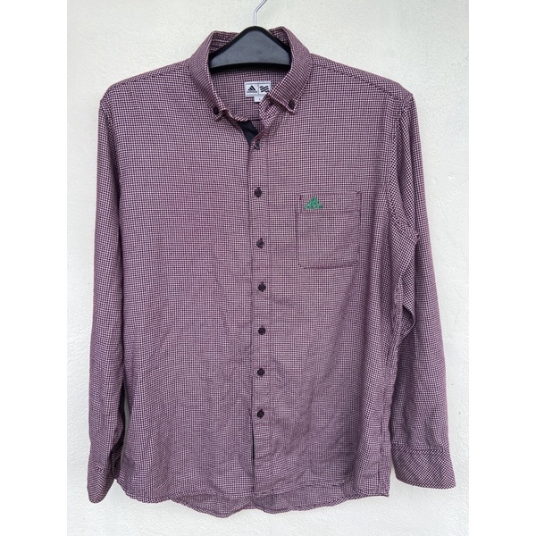 Adidas 愛迪達 紫色 格子 格紋長袖襯衫  L號