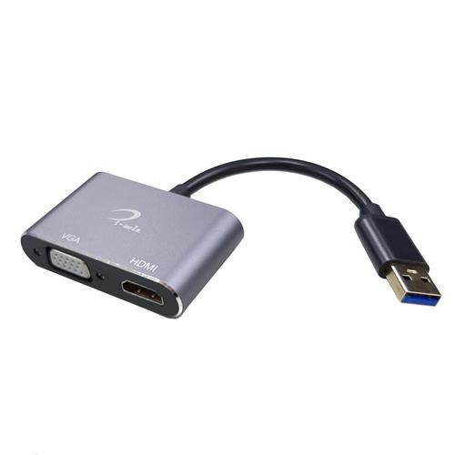 USB3.0轉HDMI+VGA 高清螢幕 延伸+同步 外接顯示卡 (PC-146)-CN602