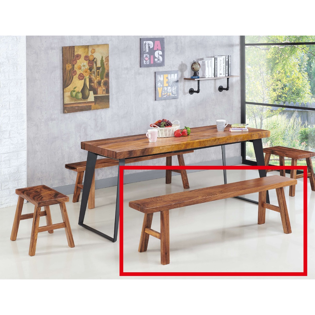 【160cm長凳-C319-03】餐椅 北歐工業風 書桌椅 長凳 實木椅 皮椅布椅 餐廳吧檯椅 會議椅【金滿屋】