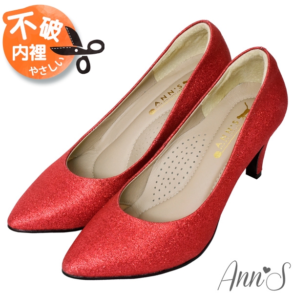 Ann’S睡美人-訂製晶鑽3D氣墊尖頭高跟鞋7.5cm-紅