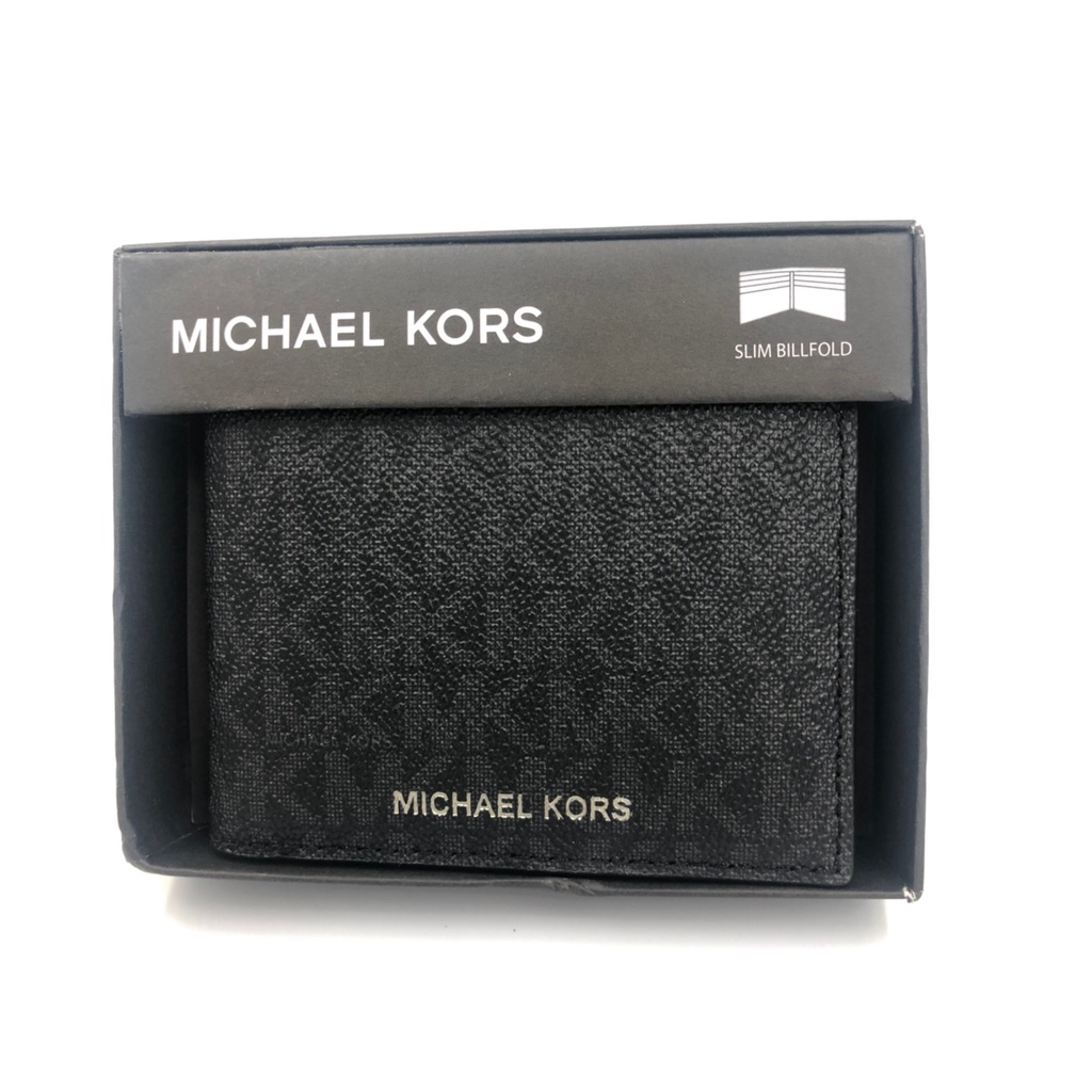 美國帶回 不易撞包 現貨 MK MICHAEL KORS 男士 男用 皮夾 短夾 錢包 禮物 印花黑