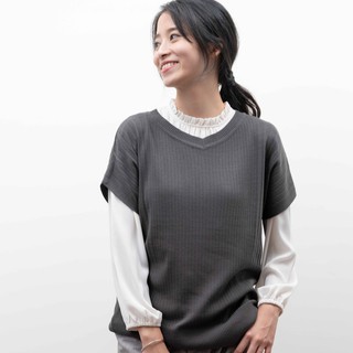 O-LIWAY 台灣製 MIT 細針混綿-百褶織紋連袖針織衫 oliway