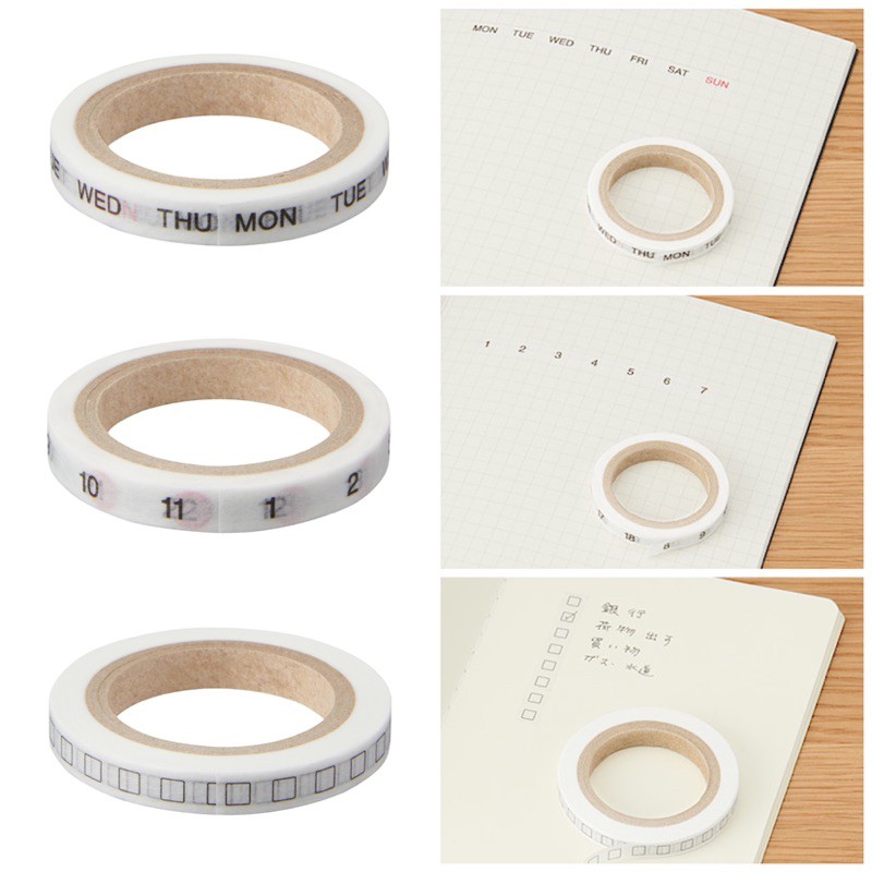 ‼️現貨‼️［代購］無印良品MUJI 日本製 附裁線紙膠帶 星期/日期/待辦事項 裁線間距12mm 手帳本記事本計畫表