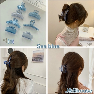 Kf214 Amazing~~透明海藍色韓國甜美優雅幾何髮夾髮夾配件