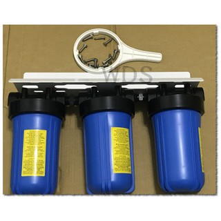 (WDS)3道烤漆吊片型除氯軟化水塔過濾器10英吋、大胖3道式水塔專用型-特價1999元(含板手.螺絲*12)