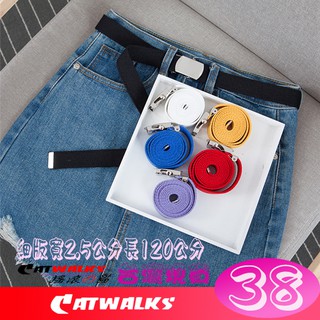 台灣現貨 ＊ Catwalk's 搖滾の貓 ＊休閒款金屬扣細版經典帆布腰帶 ( 黑色、白色、黃色、藍色、紅色、紫色 ）