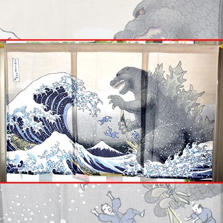 怪獸哥吉拉 Godzilla 浮世繪 和風門簾 100%綿質 日本製 bz665