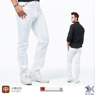 【全館現貨24H】夏季薄長褲 大叔帥很大 純棉低彈性白褲(中腰) NST Jeans 390(5748)