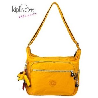 絕對正品 Kipling 黃色中型斜背包 側背包 媽媽包 可放A4