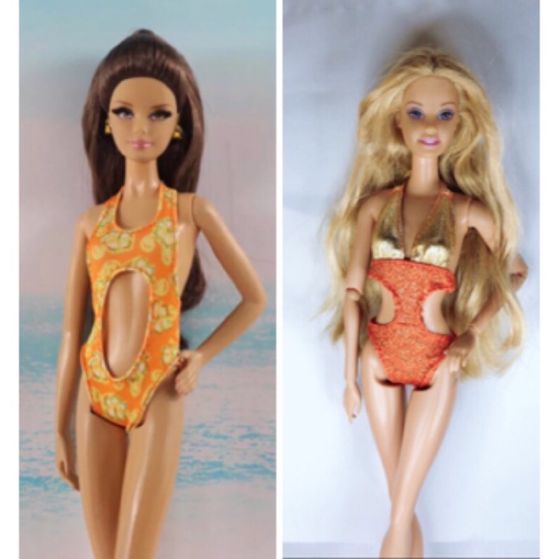 芭比 barbie 泳裝 鏤空 連身 泳衣 比基尼 設計款 超模