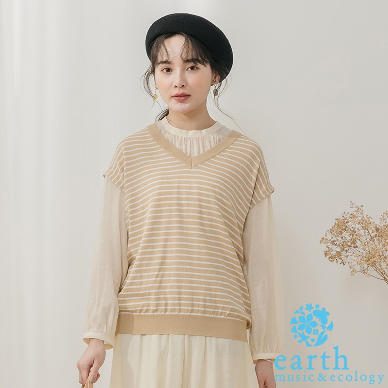 earth music&ecology 2WAY小包袖針織上衣(LA11L2C0200)