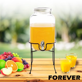 【日本FOREVER】夏天必備派對玻璃果汁飲料桶(含桶架)4L《好拾物》
