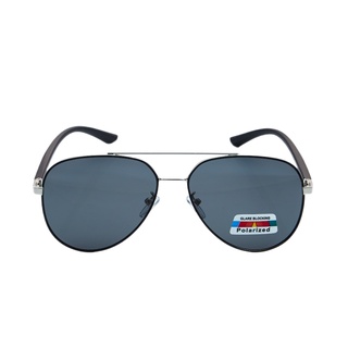 【Z-POLS】霧黑金屬銀雙色搭配 線條邊框設計TR90材質 Polarized抗UV400偏光黑太陽眼鏡(復古輕量款)
