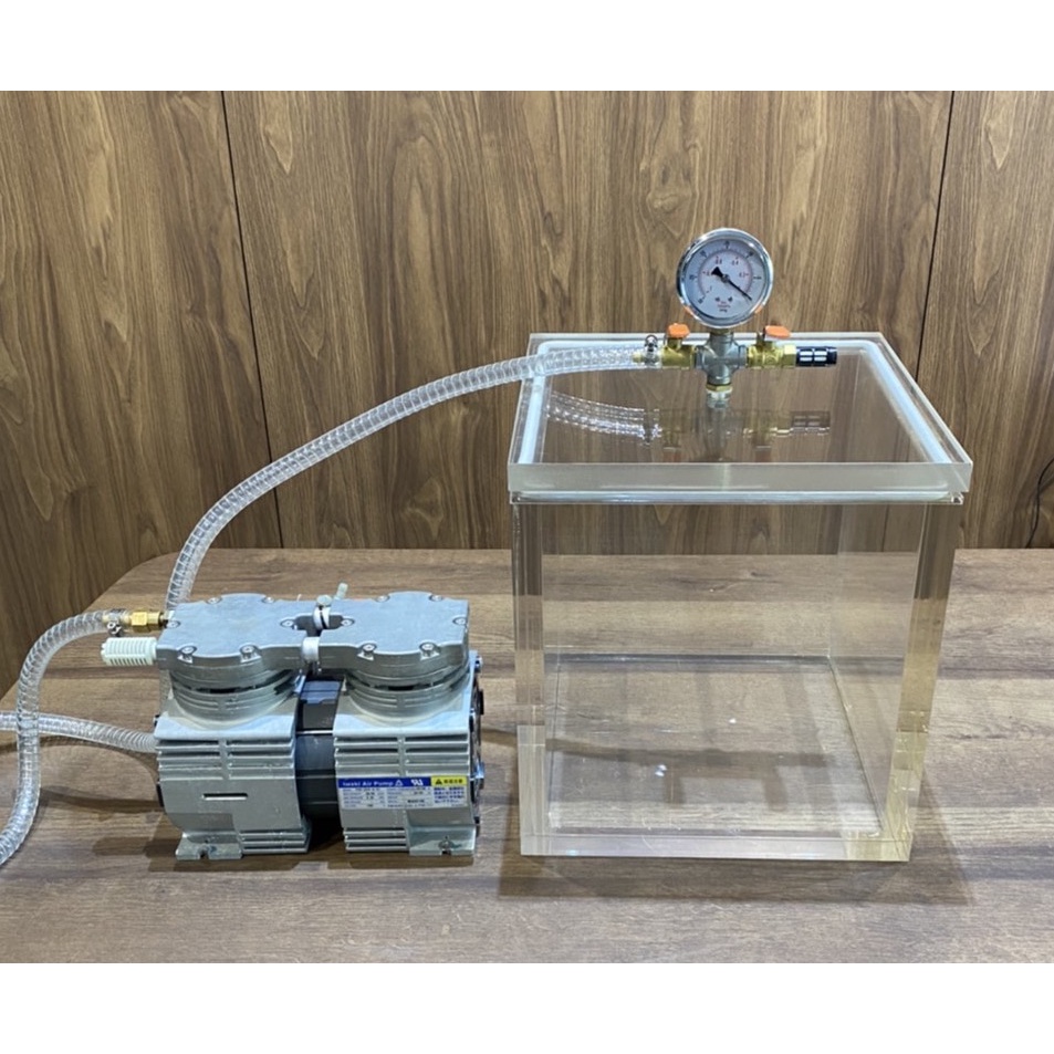 300型透明壓克力真空脫泡機( 日本二手iwaki無油式真空幫浦)--矽膠/翻模/GK模型/氣密測-各膠質類脫泡真空機