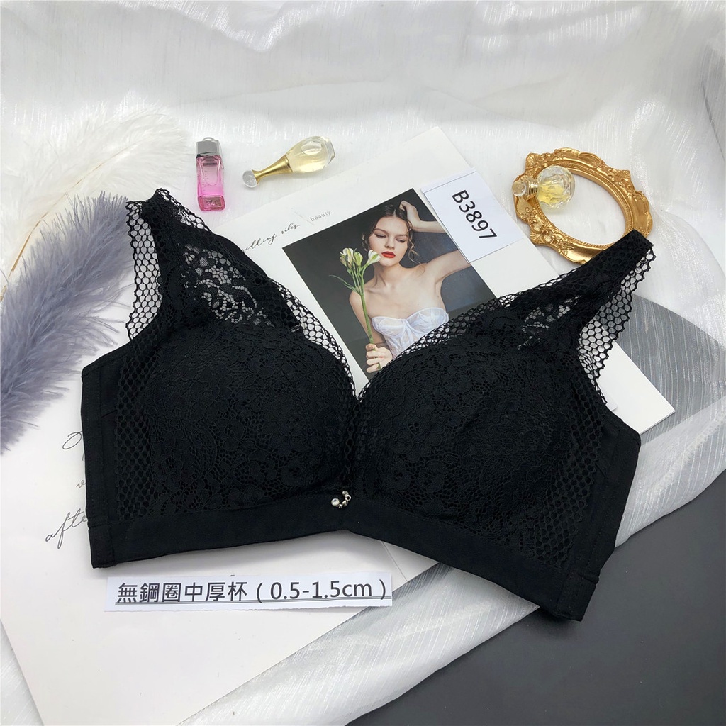 @99bra B3897 尺寸38B 85B 經典黑色蕾絲 下厚上薄 無鋼圈內衣 調整型內衣 機能型內衣