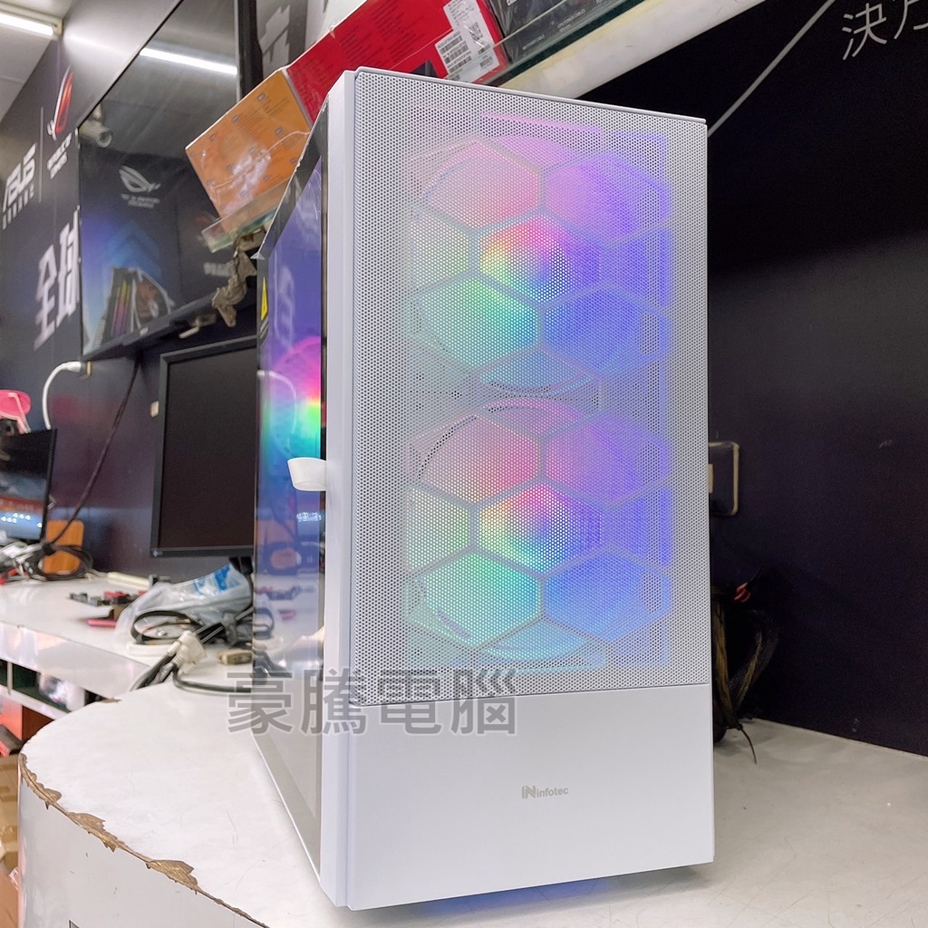 【豪騰電腦】infotec 英富達 MR-T34 彩色定光 3風扇 白色 M-ATX 電腦機殼 玻璃磁吸側板