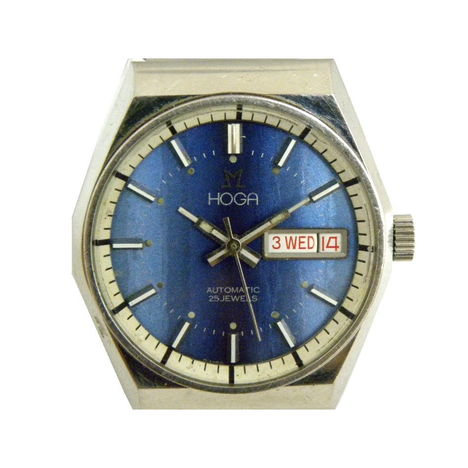 [專業模型] 機械錶 [HOGA 5142] HOGA 皇爵 自動錶[藍色面+星+日期]時尚/商務/軍錶