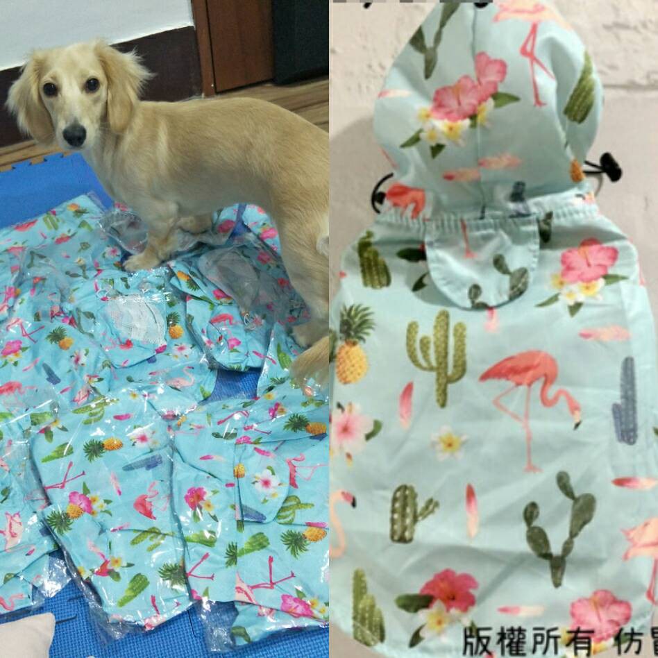 寵物防水防風雨衣/風衣-紅鶴款 小型犬*中型犬*遛狗*臘腸狗*貴賓狗*馬爾濟斯*柯基*柴犬*吉娃娃*博美*法鬥