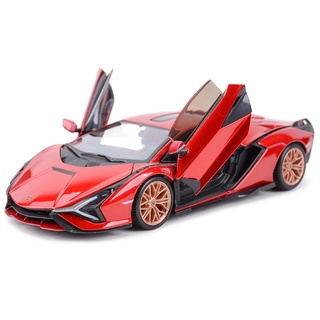 Bburago 1: 24 Lamborghini Sian FKP 37 紅色跑車靜態壓鑄車輛收藏模型車玩具
