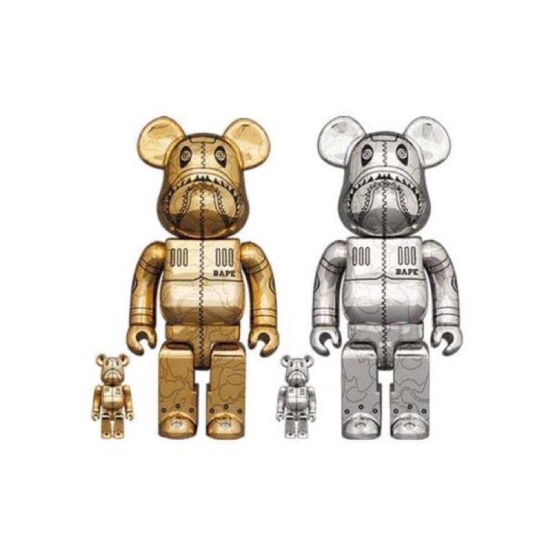 現貨  BAPE HAJIME SORAYAMA  SHARK BE@RBRICK 100% &amp; 400% SET空山基