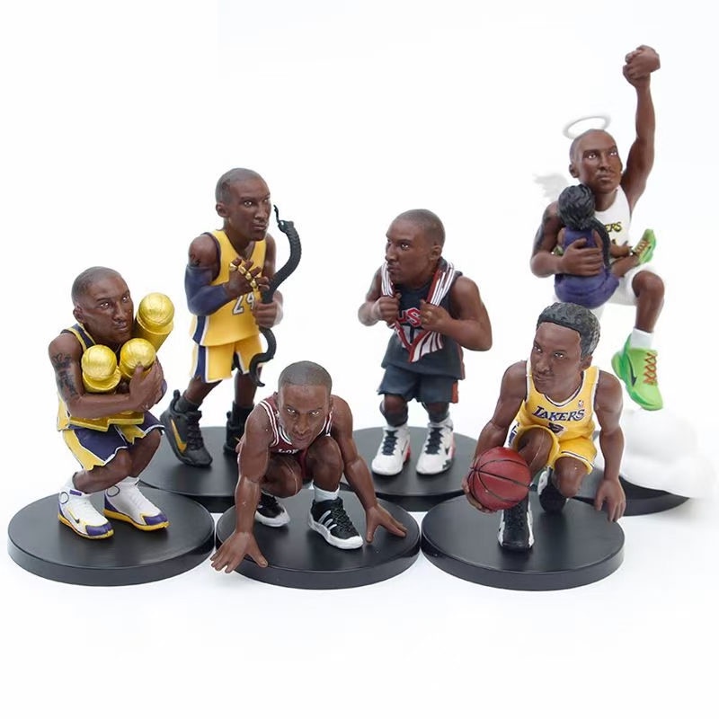 【6PCS/set】NBA明星模型科比路6件套曼巴精神潮流科比公仔玩具裝飾模型