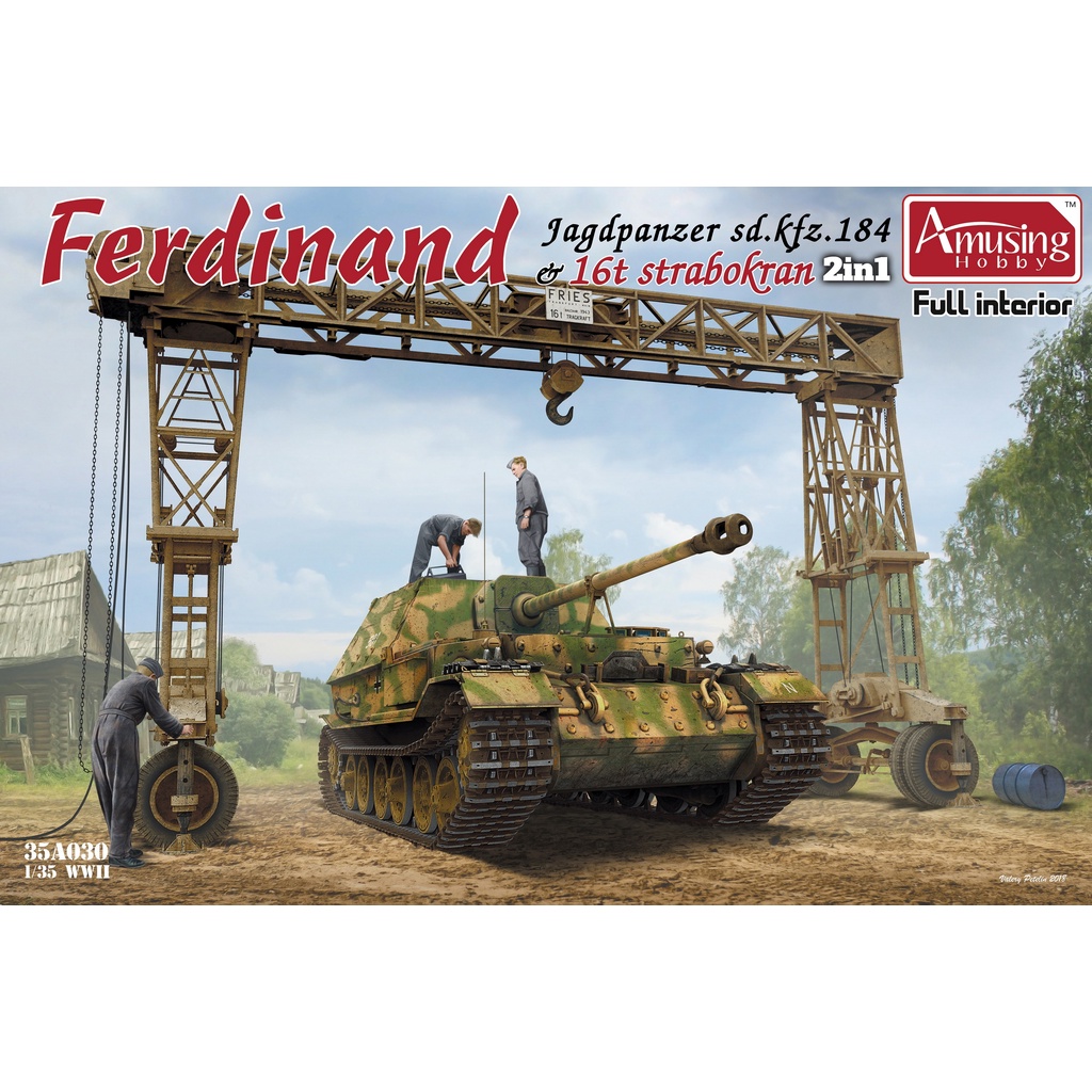 Amusing 1/35 全內構 Ferdinand 斐迪南驅逐戰車 16噸龍門吊架 象式戰車坦克組裝模型 35A030