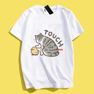 JZ TEE 貓咪與小雞印花衣服短袖T恤S~2XL 男女通用版型