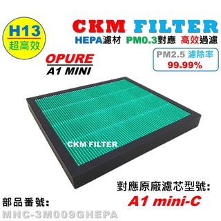 【CKM】適用 OPURE 臻淨 A1 MINI 小阿肥 HEPA濾芯 抗菌濾芯 除菌 活性碳濾芯 濾網 mini-C