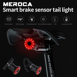 Meroca led 自行車尾燈 USB 充電山地車公路車智慧尾燈自動開 / 關防水燈, 用於山地車公路自行車