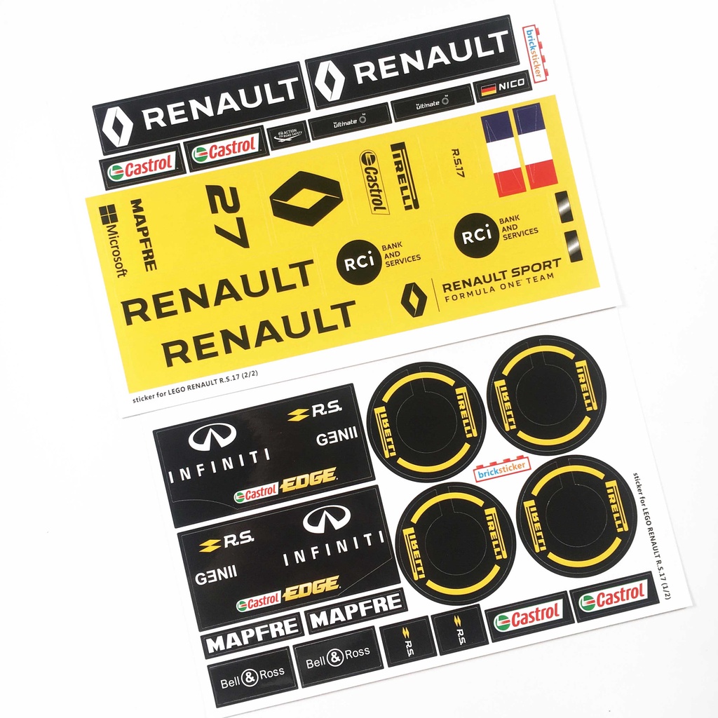 兼容樂高 MOC LEGO RENAULT R.S.17 F1 Racering Car定制貼紙,僅出售貼紙