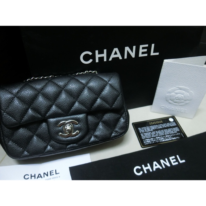 （保證真品）（9.99新）香奈兒黑荔枝Chanel mini coco 17保卡專櫃購證原廠附件齊方胖和woc