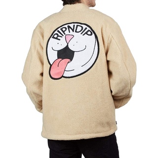 RIPNDIP PILL SHERPA VARSITY JACKET 羔羊毛 夾克 中指貓 台灣總代理-ALL