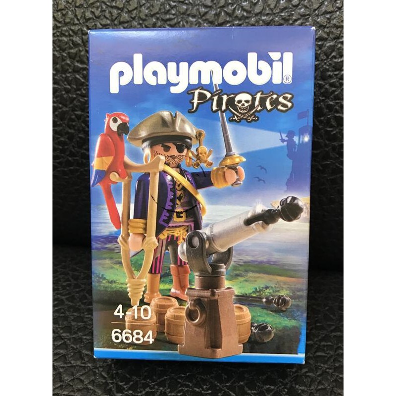 正版 德國 Playmobil 摩比 人 積木 6684 海盜船長 與 槍砲台 拐杖 海賊王 金剛鸚鵡 獨腳海盜