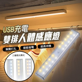 usb充電雙排人體感應燈 usb小夜燈 充電感應燈 人體感應燈 智能LED燈 衣櫃燈 走廊燈 雙排感應燈