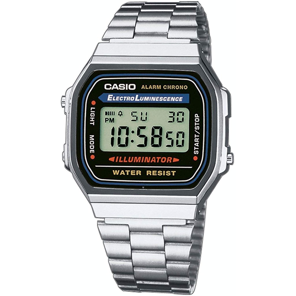 【奇異SHOPS】CASIO 卡西歐 簡約電子錶 方型 鋼帶 A168WA-1