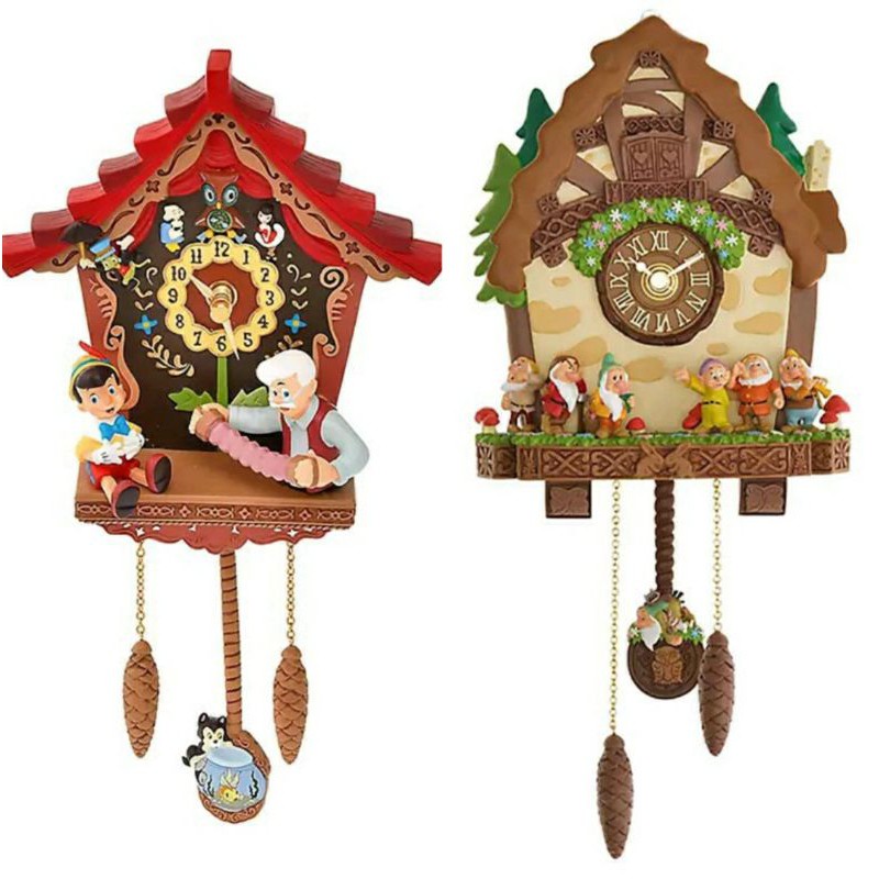日本代購 迪士尼 小木偶 費加洛 皮諾丘 克立歐 吉米尼 白雪公主 七個小矮人 古董 掛鐘 時鐘 擺鐘