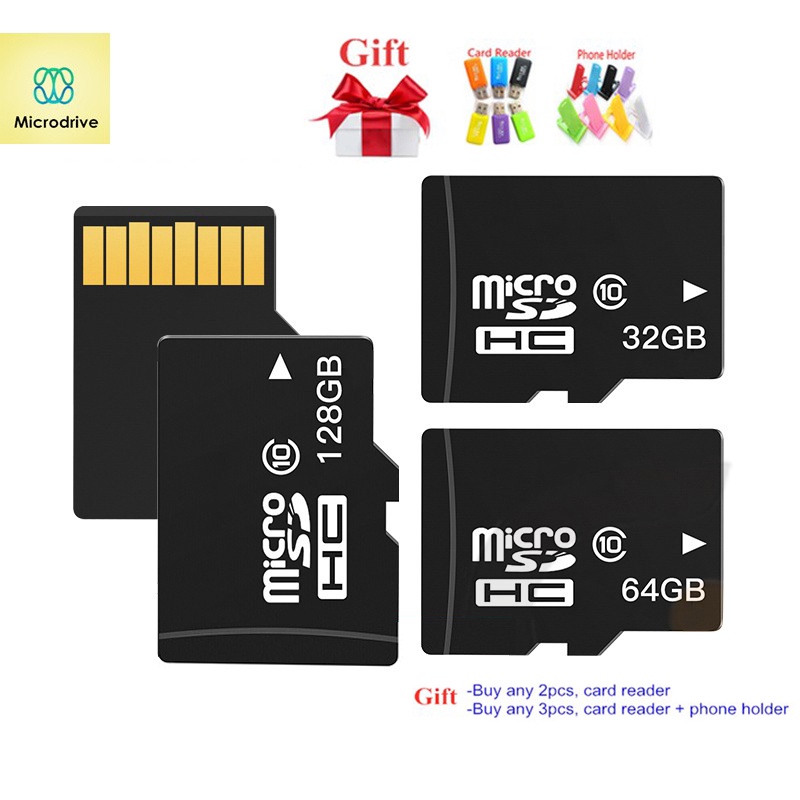 (COD)通用 Sd 卡存儲卡 Micro Class 10 適用於 Android 送免費原裝卡 128GB 64GB