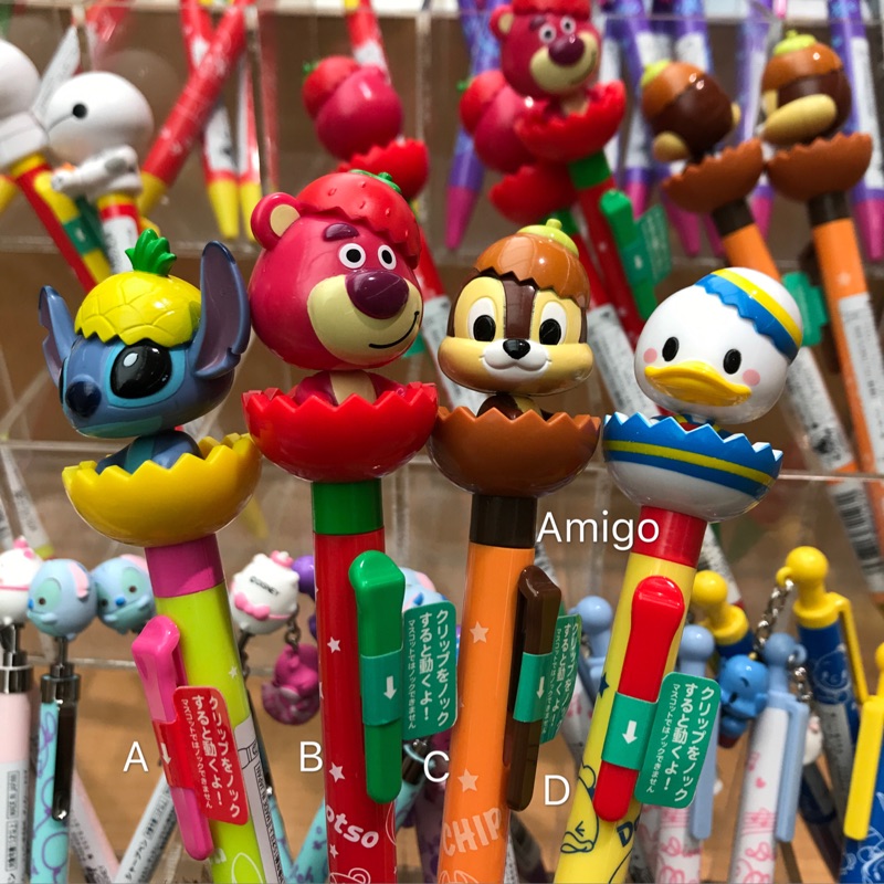 《Amigo》日本迪士尼專賣店 史迪奇 STITCH 熊抱哥 奇奇蒂蒂 黑鼻子松鼠 唐老鴨 造型原子筆 原子筆 筆 文具