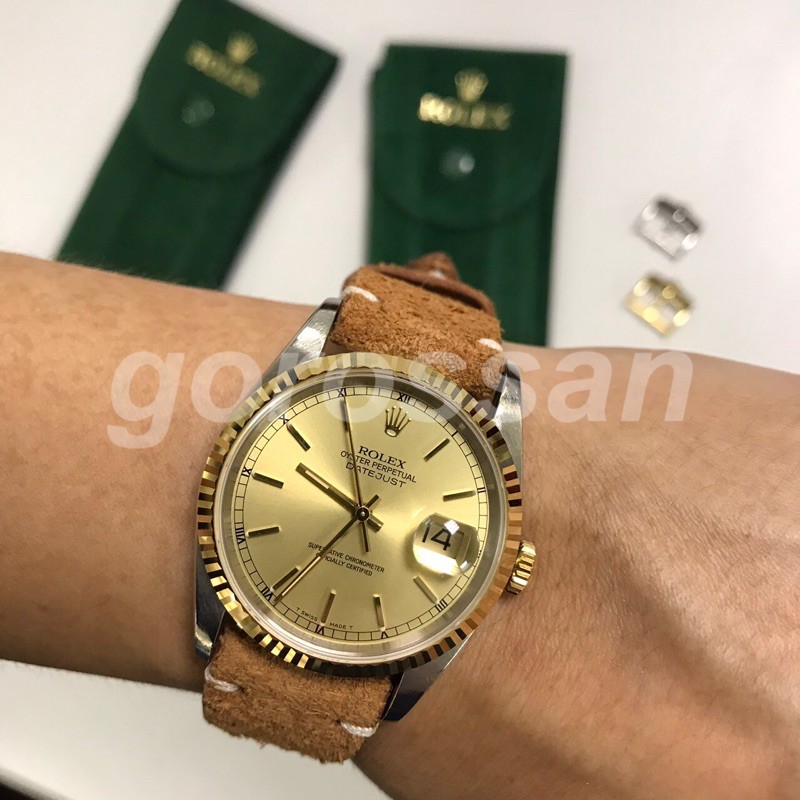 ROLEX 勞力士 16233 經典十鑽面 蠔式系列 男士腕錶 Datejust 18K K金 黃金 半金 五銖鏈 錶扣