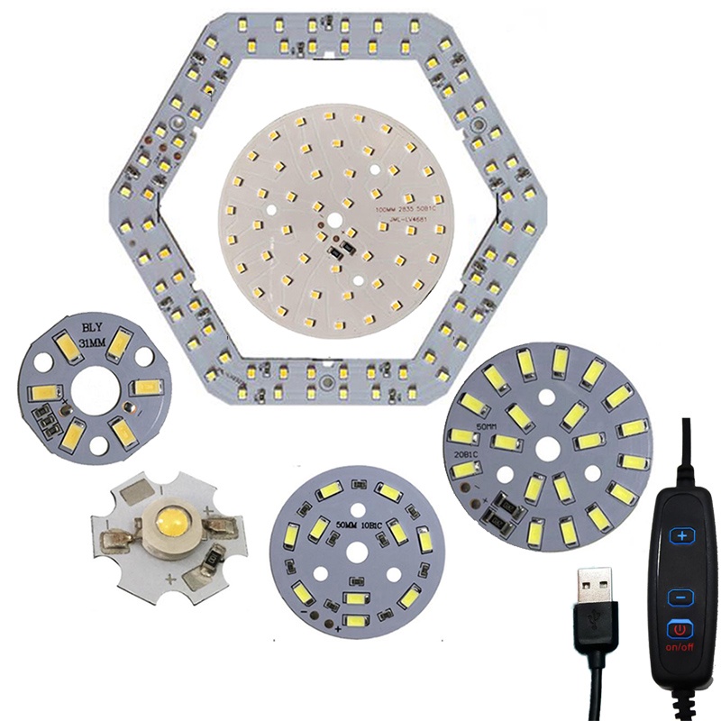 1/5x DC 5V usb LED 芯片燈珠 2w 3w 5w 10W 表面可調光燈泡光源 SMD 5730 光單色