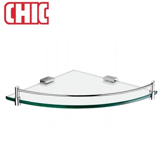 《CHIC 喜客》轉角玻璃置物架 072.1090 實心純銅固定座 加厚電鍍鉻表層 8mm強化玻璃 附護欄 轉角架