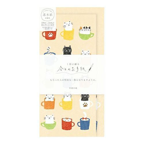 日本 Wa-Life 今日的信系列 一筆籤信封信紙組/ 貓咪馬克杯　eslite誠品