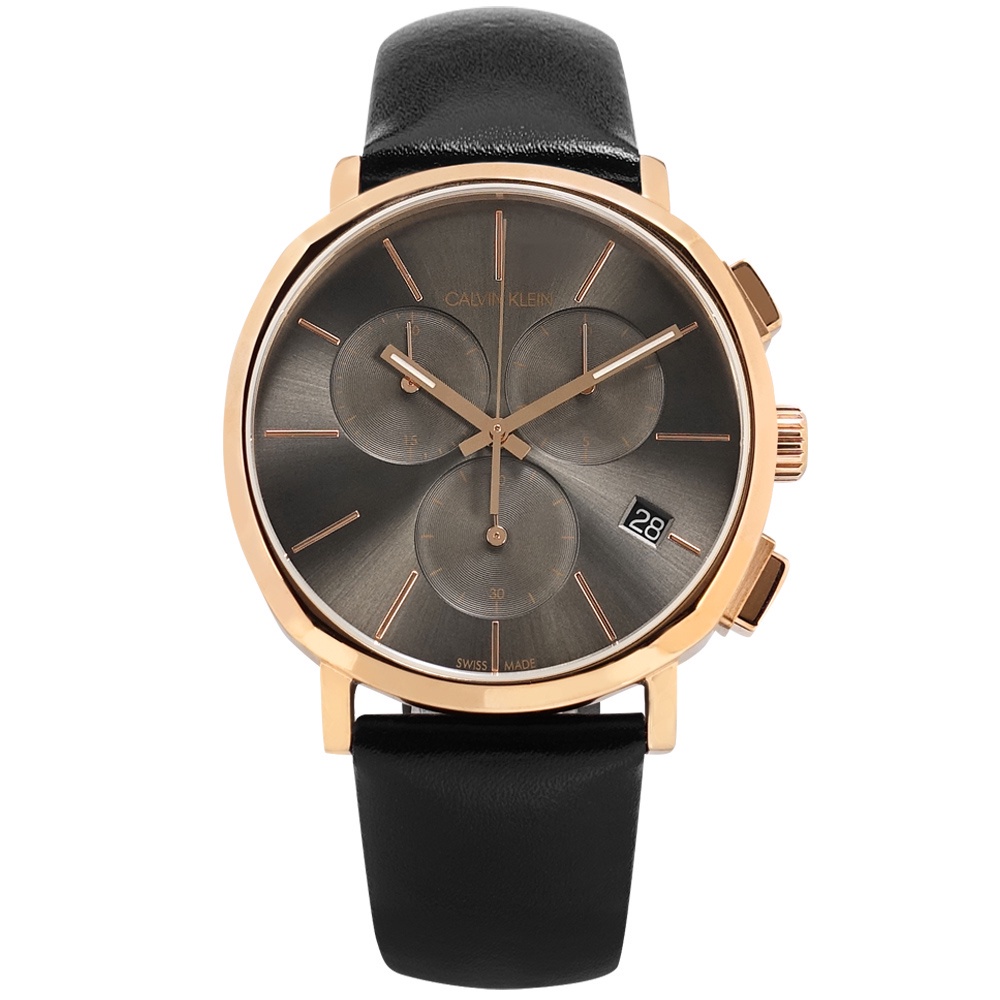 Calvin Klein CK Posh 男 紳士品味計時皮帶腕錶(K8Q376C3)